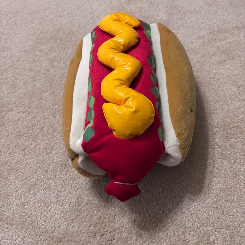 Source Unknown Plush Hot Dog Dog Toy in Red, Yellow, Brown, White, Green